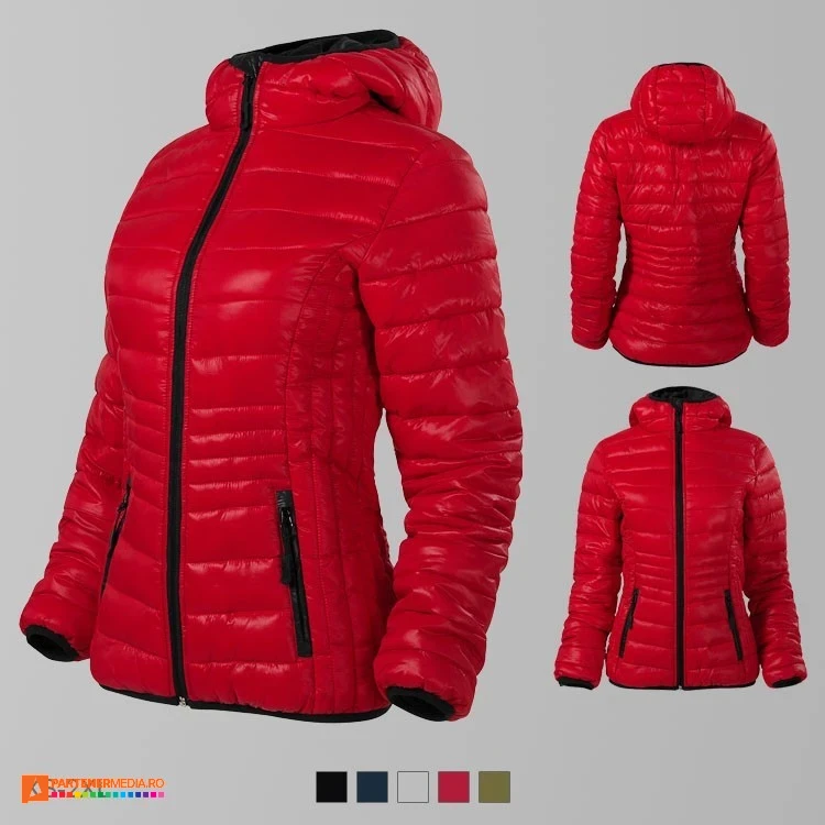 jachete de dama rosii cu gluga poza 6